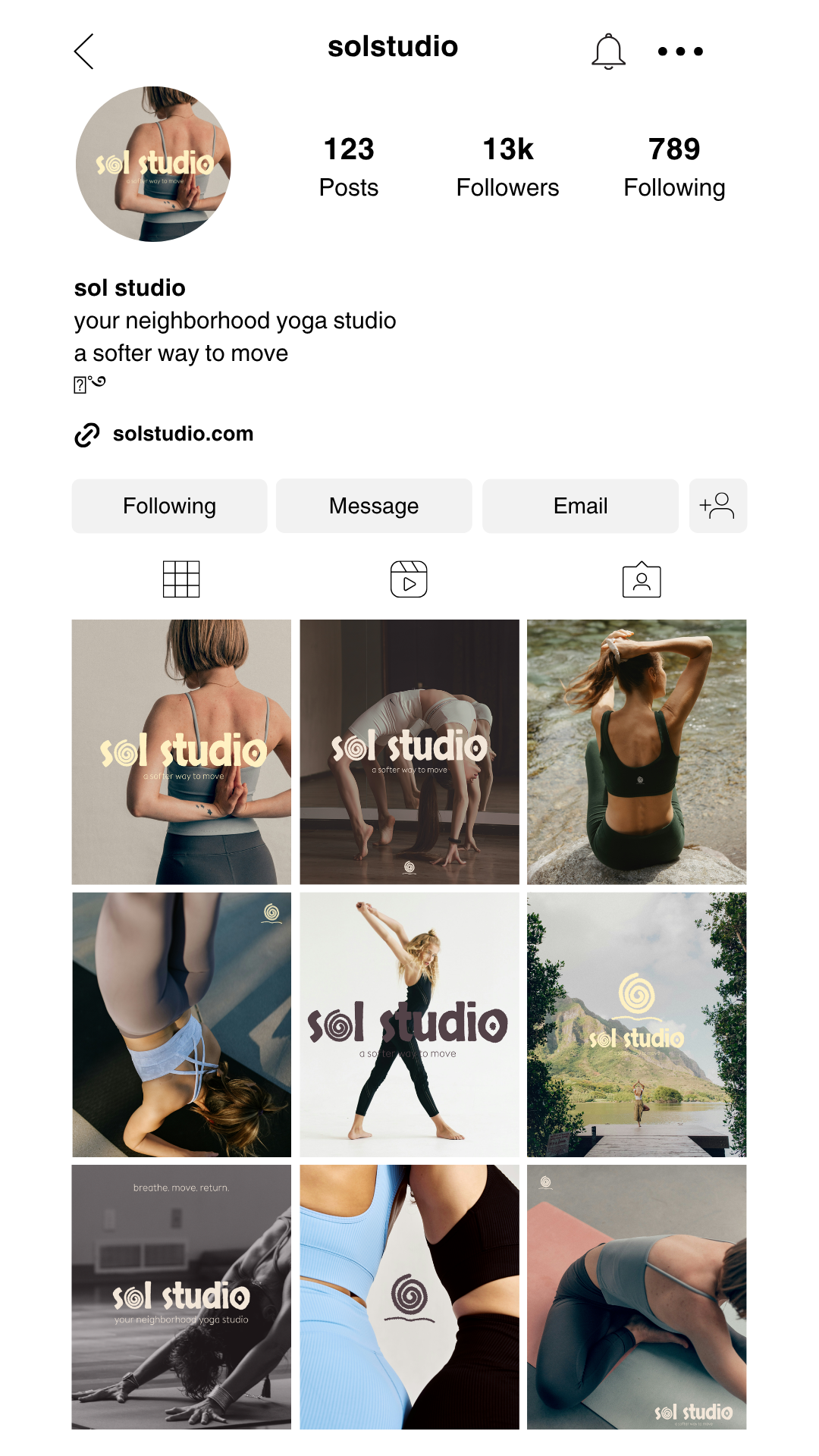 Sol Studio vertical mock feed 2